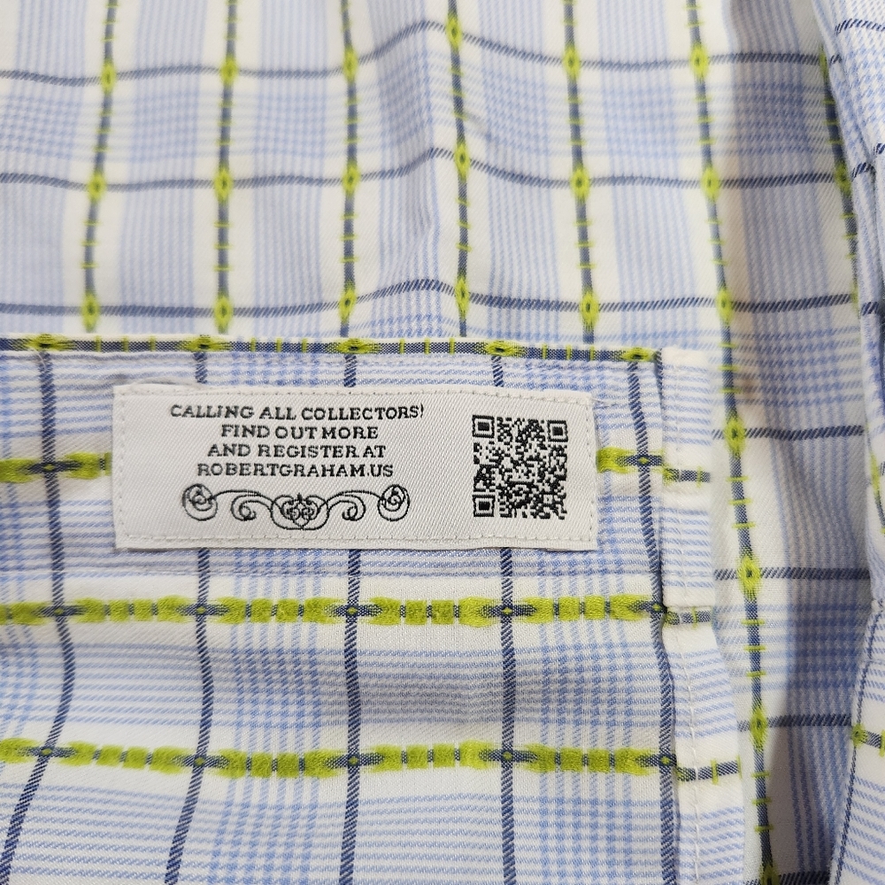 Robert Graham Mens Size 2XL Sport Shirt Checkered Paisley Flip Cuffs Classic Fit - Picture 8 of 13